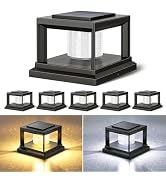 FOLKSMATE Solar Post Cap Lights 6 Pack, 2 Lighting Modes Cool/Warm White Outdoor Solar Powered, W...