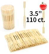 Mini Bamboo Forks 3.5 Inches, Small Forks Dessert, Double Prong Toothpicks for Appetizer