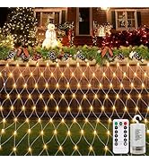 echosari Battery Operated Net Lights, 6.6 x 9.8Ft 200 LED Christmas Net Lights with 8 Mode Timer ...