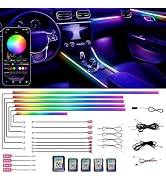 Acrylic Interior Car LED Strip Lights, Colorful 18-in-1 Car Ambient Lighting Kit, with Wireless A...