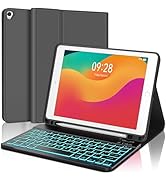 BORIYUAN iPad 9th 2021/8th/7th Generation Keyboard Case, 7 Colors Backlit Detachable Black Keyboa...