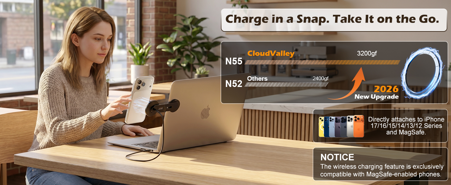 Charge in a Snap. Take It on the Go.