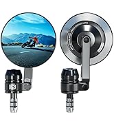 VAZESWIN Aluminum Alloy Rainproof Motorcycle Bar End Mirrors, CNC Machined Anti-Glare Blue Lenses...