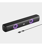 LEOTEC Computer Speakers with FM Radio,Stereo Sound,Portable Mini Sound Bar,Type-C Charging,AUX i...