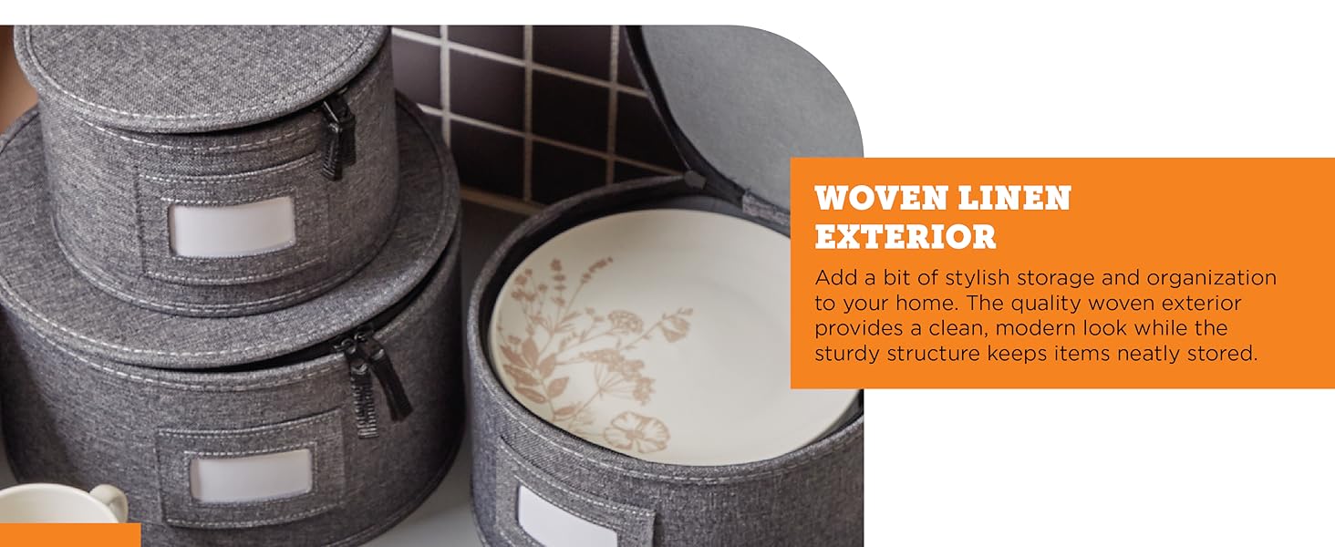 StorageLab Storage Containers 4-Piece Hard Shell Storage Cups, Mugs, and Plate Organizer