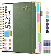 5 Subject Spiral Notebook Journal with Removable Dividers Tabs, 300 Pages Organizer Notebooks for...