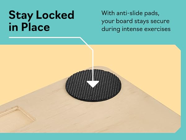 Slant board anti slip base with grip pads for stability during workouts