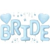 40inch Baby Blue BRIDE Letter Balloons, Giant Pastel Blue Bride Foil Helium Balloon Banner with H...