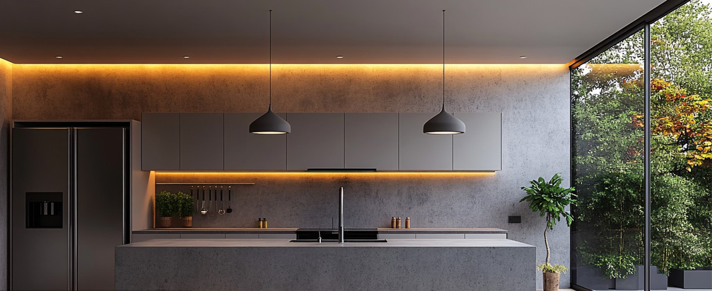 warm under cabinet lighting