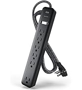 KMC 6-Outlet Surge Protector Power Strip 6 ft Cord, 1080J Power Surge Protector, Braided 6-Foot L...
