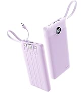 Coowisty Portable Charger with Built-in Cable, 10000mAh Slim USB C Power Bank, External Battery P...