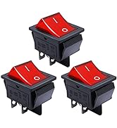 mxuteuk 3pcs AC110V/120V Rocker Switch DPST ON-Off 4 Pin Red Light Illuminated Snap-in Toggle Pow...