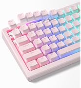 Womier Mechanical Keybaord Keycaps Pudding, PBT Pink Cute Keycaps, Shine Through Key Cap, OEM Pro...