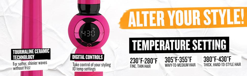 curling iron; curling irons; curling wand; curling wands; tapered curling wand; bed head; BH382