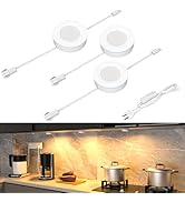 WOBANE LED Puck Lights,Hardwired Under Cabinet Lighting with Switch,DIY Shelf Light for Kitchen,D...