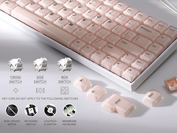 Womier pbt Jelly Keycaps Frosted, Foundation Shine Through Keycaps for Mechanical Keyboards