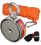 MUTUACTOR Neodymium Fishing Magnet,Double Sided Combined 1100lbs Powerful Fishing Magnet Heavy Du...
