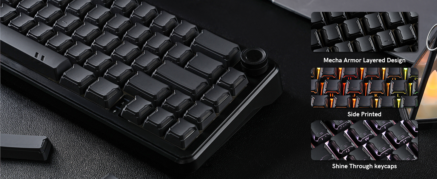 dagaladoo Shine Through keycaps Set,Double Shot PBT keycaps Mecha Armor
