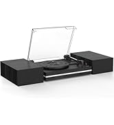 Vinyl Record Player with Dual Separate Stereo Speakers Vintage Turntable with BT Wireless Input P...