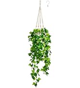 Dahey Fake Hanging Plants Artificial Decor Macrame Hanger with Artificial Vines in Pots Greenery ...