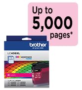 Brother Genuine LC406XLM High Yield Magenta Ink: Up to 5,000 pages*