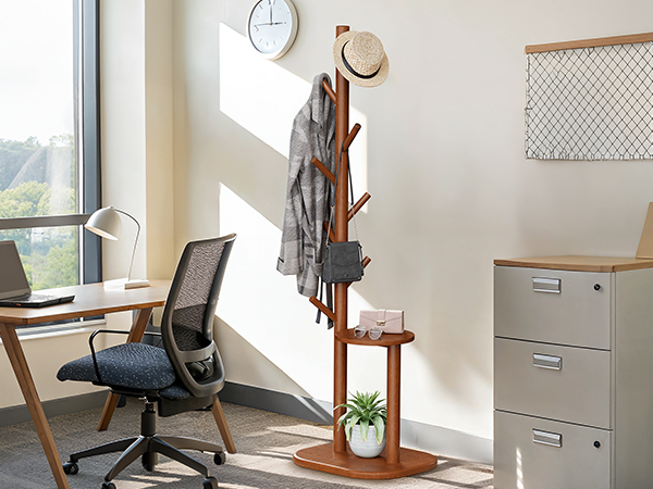 coat rack tree freestanding hat rack hall tree with shelf entryway hallway bedroom PIFCR11BR