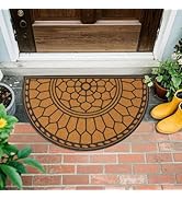 Half Circle Door Mat Outdoor, Front Door Rug Indoor Outside Entrance, Dirt Trapper Coir Doormat w...