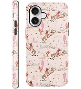 Vulfwela for iPhone 16 6.1'' Cute Cowgirl Star Western Phone Case, 2 in 1 Cool Aesthetic Horsebac...