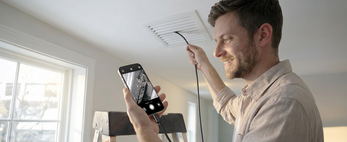 DEPSTECH Endoscope Camera with Ligh Dual Lens Inspection Borescope for iPhone &amp;amp; Android