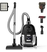 Zefiro Max 1600W Bagless Canister Vacuum Cleaner, 40kPa Powerful Suction, Lightweight, Auto Cord ...