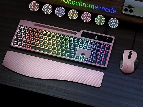 Wireless Keyboard Mouse Combo, Full Size Ergonomic Keyboard