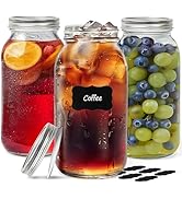 ComSaf Large Mason Jars 64oz Half Gallon 3 Pack, Wide Mouth Mason Jars with Lids and Seal Bands, ...