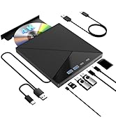 7 in 1 External Blu Ray Drive, 4k Blu Ray Burner with USB 3.0 Type-C Portable Blu Ray Drive, CD D...