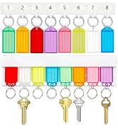 Uniclife Key Tag Rack Slot and Hook Style Plastic Wall Mounted Key Holder Organizer with Transpar...