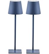 CHLORANTHUS 2 Pack Cordless Table Lamps, 3 Colors Stepless Dimming, 5000mAh Rechargeable Battery ...