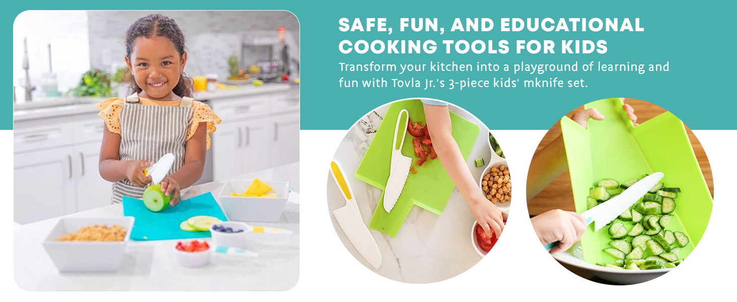 Kids knife set 3 piece BPA free toddler safe knives for cooking regalo Montessori niños para Navidad