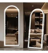 Antok LED Full Length Mirror, 59" x 22" Lighted Floor Standing LED Mirror Full Length,Hanging Mir...