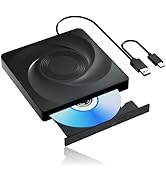 External Blu-ray Drive, USB 3.0 and Type-C Blu-Ray Burner Slim 3D Optical Blu-Ray DVD CD Drive Co...