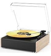 Vinyl Record Player Bluetooth Wireless Turntable with Built-in Speakers and 3 Speed Belt-Driven V...