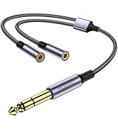 MOSWAG 1/4 inch TRS to Dual 1/8 Female Y Cable, 6.35mm to Dual 3.5mm Female Y Splitter Cable, 1/4...