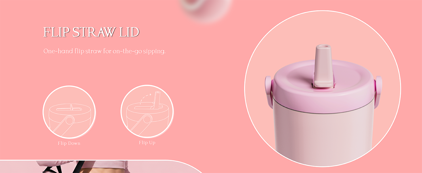 Stainless Steel Tumbler with Flip Straw and Carry Loop