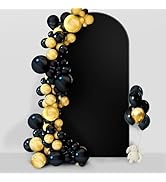 HEMMOTOP 7.2 ft Arch Backdrop Cover Black, Double-Sided Spandex Arch Cover Stretchy Backdrop for ...