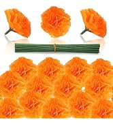 DIYASY Marigold Flowers Bulk, 50 Pcs Artificial Silk Marigolds with Stems Fake Orange Flower Head...