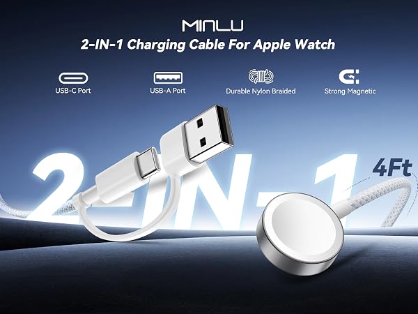 MINLU 2 in 1 Charging Cable for Apple Watch