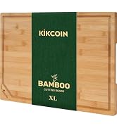 Kikcoin 17”×11” Bamboo Cutting Boards for Kitchen, Healthy Wooden Cutting Boards for Kitchen, Cha...