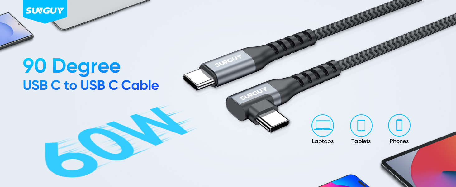 90 Degree USB C to USB C Cable