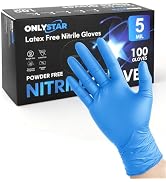 ONLYSTAR Disposable Gloves, 5 Mil 100 Pcs Blue Nitrile Gloves Large, Food Grade, Powder &amp; Latex F...