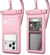 2Pack IPX8 Universal Waterproof Phone Pouch with Inner Card Pocket [Pink] | Adjustable Lanyard, U...