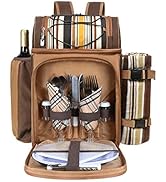 Hap Tim Picnic Basket Backpack for 2 Person with 2 Insulated Cooler Compartment, Wine Holder, Fle...