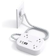 Travel Power Strip, Cruise Ship Essentials with USB C, Flat Plug Extension Cord with 3 Outlets 4 ...